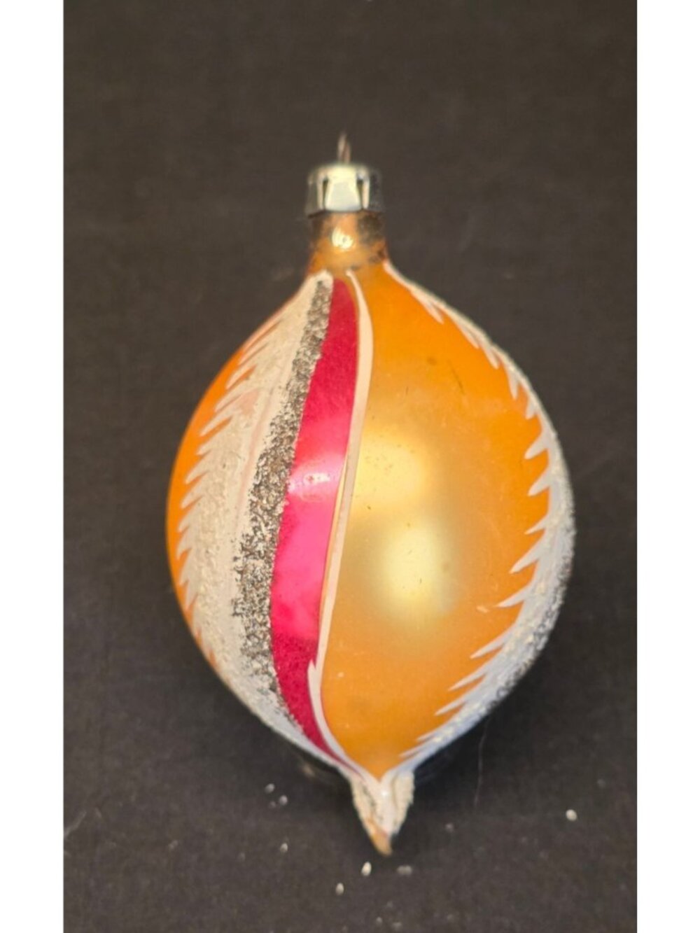 Vintage MCM 4" Teardrop Mercury Glass Hand Painted Poland Christmas Ornament